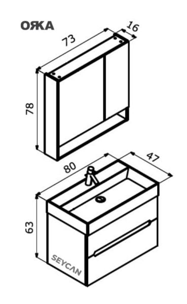 Orka Malta 80 cm Asma Banyo Dolabı