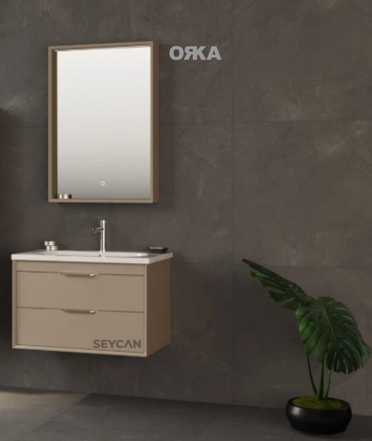 Orka Clay 65 cm Çift Çekmeceli Asma Banyo Dolabı