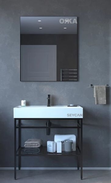 Orka Cape Town 80 cm Ayaklı Siyah Lavabolu Banyo Dolabı