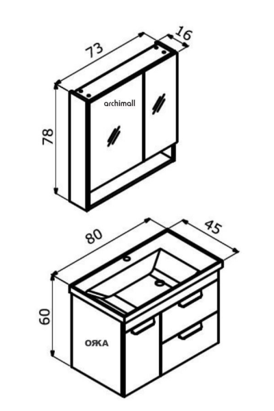 Orka Nova 80 cm Asma Banyo Dolabı