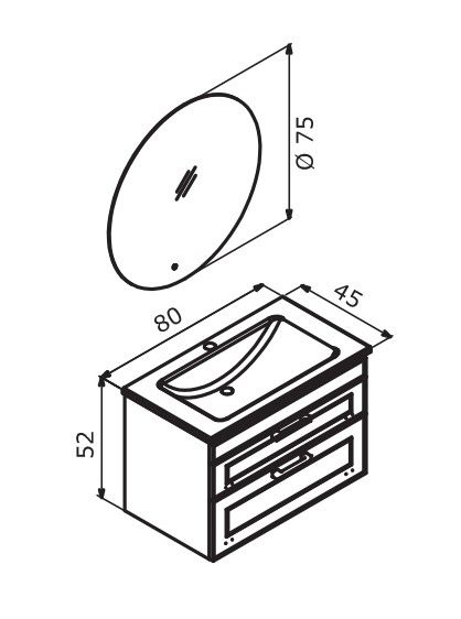 Orka Limpo 80 cm Çekmeceli Asma Banyo Dolabı