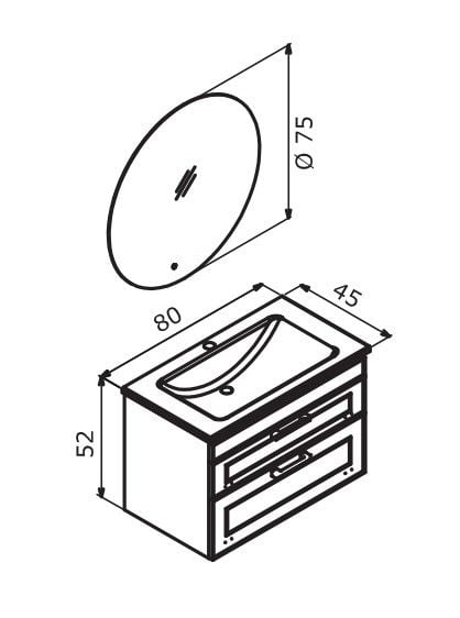 Orka Limpo 80 cm Çekmeceli Asma Banyo Dolabı