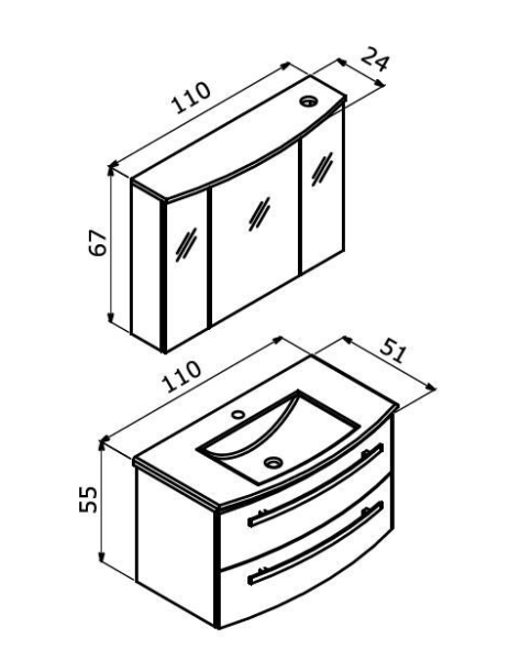 Orka Urla 110 cm Asma Banyo Dolabı
