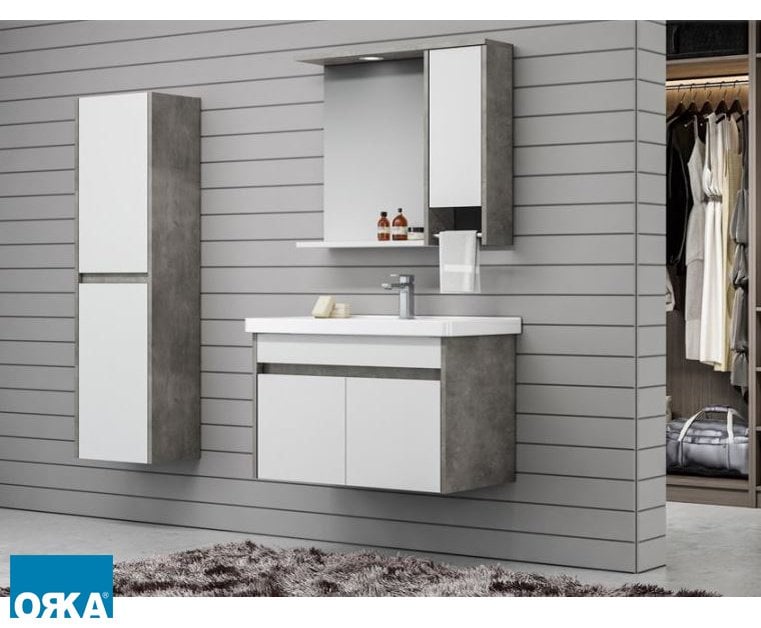 Aydos 85 cm Banyo Dolabı Retro Gümüş