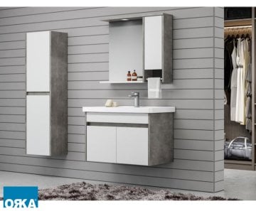 Aydos 85 cm Banyo Dolabı Retro Gümüş