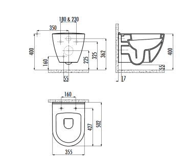 Creavit TP325 Настенный унитаз