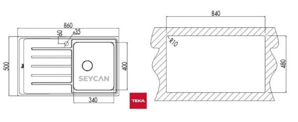 Teka Vitae 45 B 1B 1D Sol Damlalıklı Mikro Keten Dokulu Çelik Evye