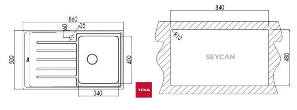 Teka Vitae 45 B 1B 1D Sağ Damlalıklı Parlak Yüzey Çelik Evye