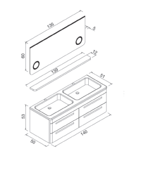 Orka Fiore 140 cm Banyo Dolabı