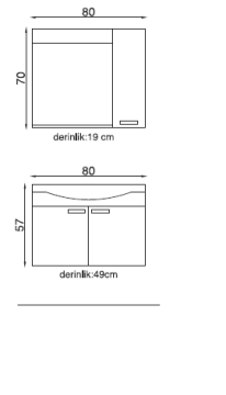 Orka Yaprak Banyo Dolabı 80 cm