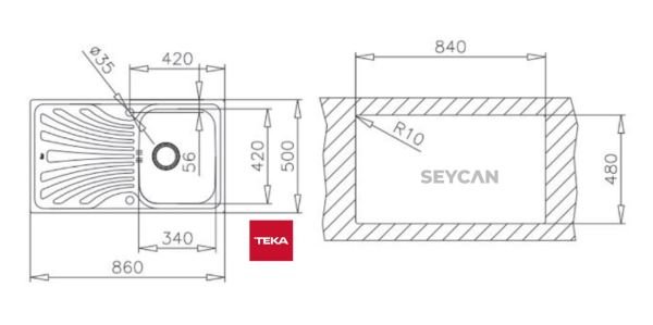 Teka Nerıssa 50 1B 1D Sol Damlalıklı Mikro Keten Dokulu Çelik Evye