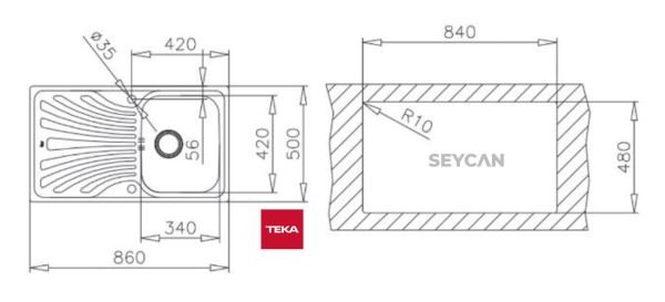 Teka Nerıssa 50 1B 1D Sağ Damlalıklı Mikro Keten Dokulu Çelik Evye