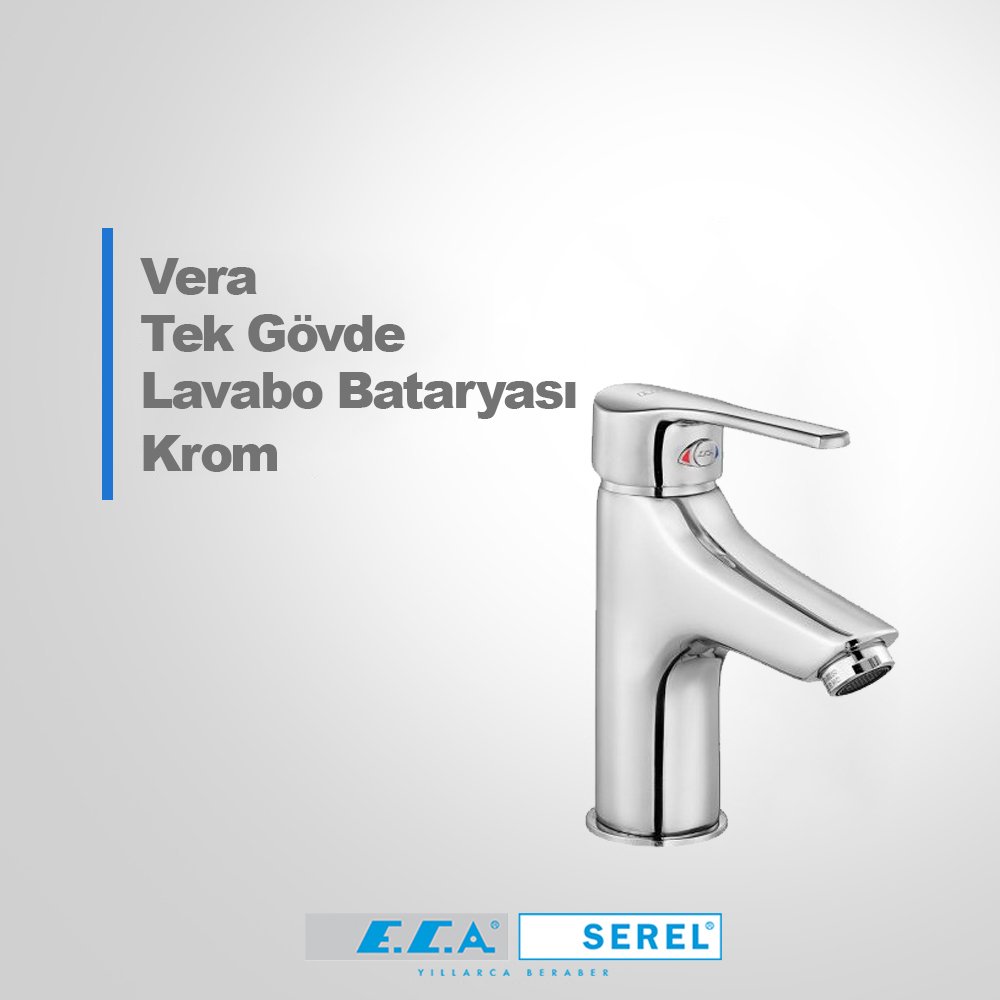 Vera Tek Gövde Lavabo Bataryası Krom