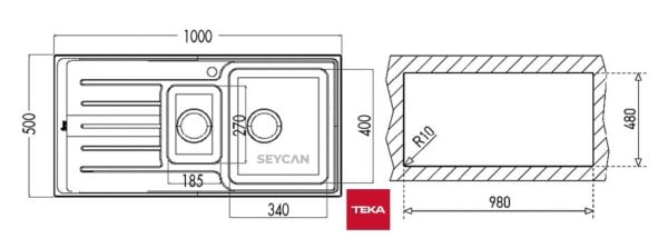 Teka Vıtae 60 B 1¹/2B 1D Sağ Damlalıklı Mikro Keten Dokulu Çelik Evye