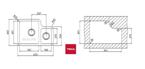 Teka Stage BE 1¹/2 B 625 Parlak Yüzey Çelik Evye