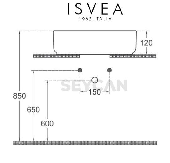 İsvea Infinity Tezgah Üstü Lavabo 42 cm Siyah