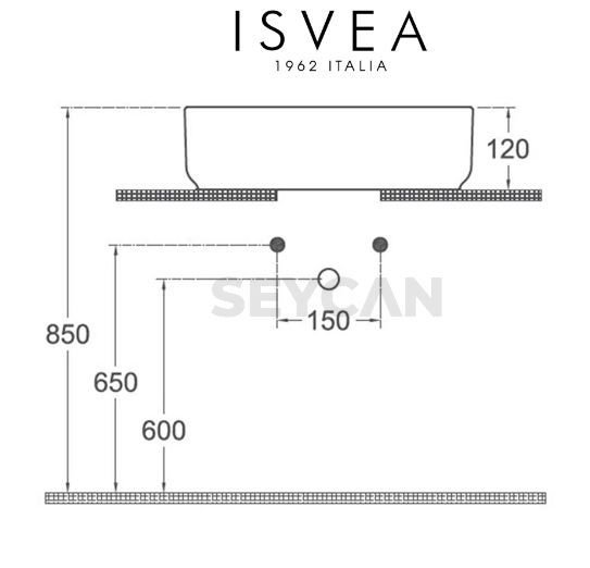 İsvea Infinity Tezgah Üstü Lavabo 42 cm Taş Gri