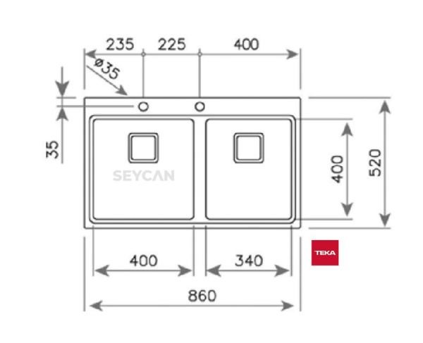 Teka Zenıt RS15 2B Parlak Yüzey Çelik Evye