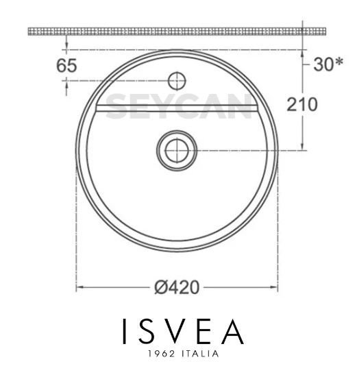 Isvea Infinity Tezgah Üstü Lavabo 42 cm Beyaz