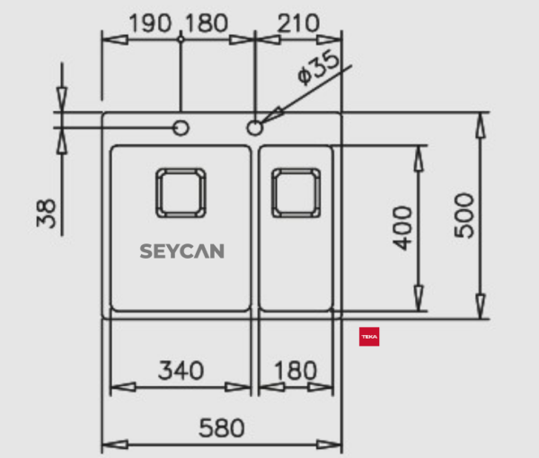 Teka Flexlınea RS15 580 Parlak Yüzey Çelik Evye