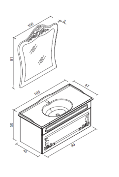 Orka Terra 105 cm Banyo Dolabı