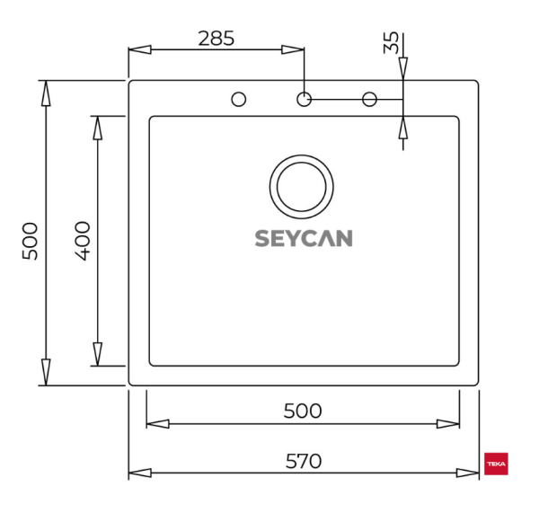 Teka Forsquare 50.40 TG Parlak Krem Tegranite Evye