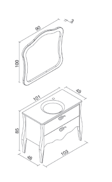 Orka Palace 100 cm Banyo Dolabı