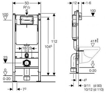 GEBERİT DELTA GÖMME REZERVUAR 12 CM(UP182) DUOFİX MODEL ALÇIPAN DUVAR TİPİ