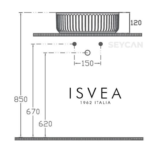 İsvea Ion Tezgah Üstü Lavabo 36 cm Bordo