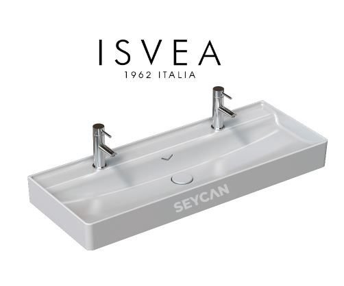 İsvea Vea Etajerli Lavabo 121 cm Beyaz Çift Bataryalı