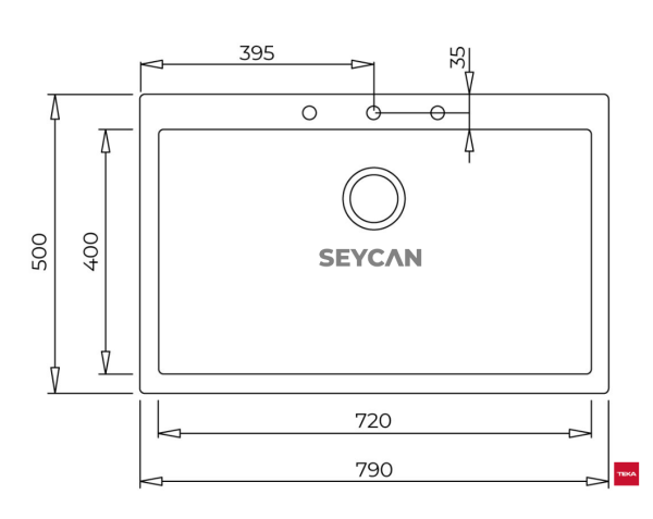 Teka Forsquare 72.40 TG Arctic White Tegranite Evye