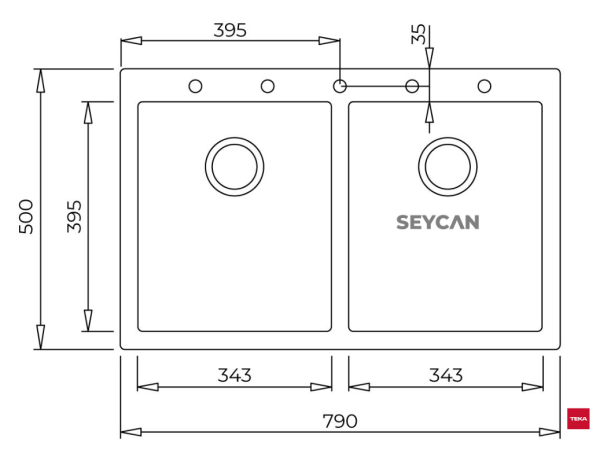 Teka Forsquare 790 TG Parlak Krem Tegranite Evye