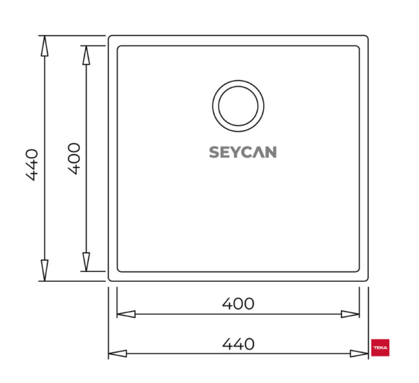 Teka Square 40.40 TG Arctic White Tegranite Evye