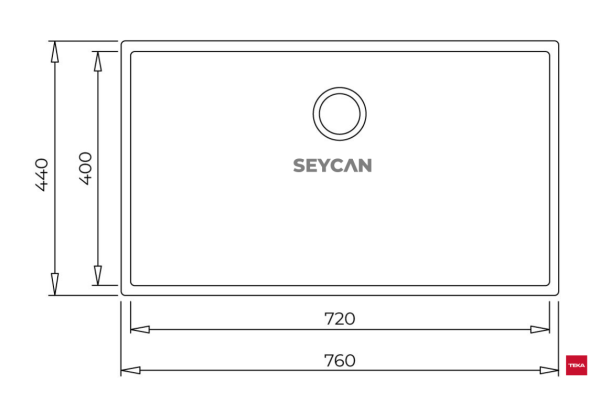 Teka Square 72.40 TG Siyah Tegranite Evye