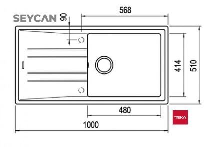 Teka Stone 60 L-TG Metalik Siyah Tegranite Evye
