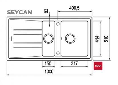 Teka Stone 60 B-TG Karbon Tegranite Evye