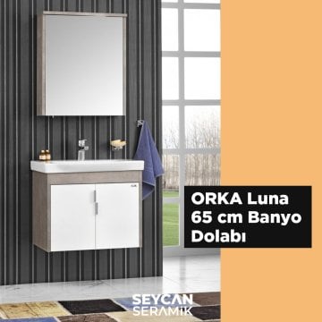 Orka Luna 65 cm Asma Banyo Dolabı Gri Taş