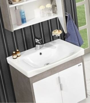 Orka Luna 65 cm Asma Banyo Dolabı Gri Taş