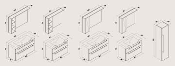 Orka Banyo Silver Collection Rodos 108 cm Banyo Dolabı