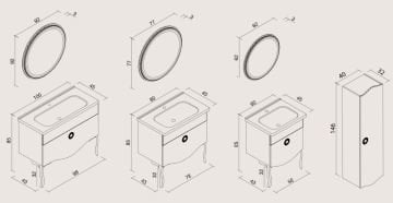 Orka Banyo Silver Collection Cunda 100 cm Banyo Dolabı