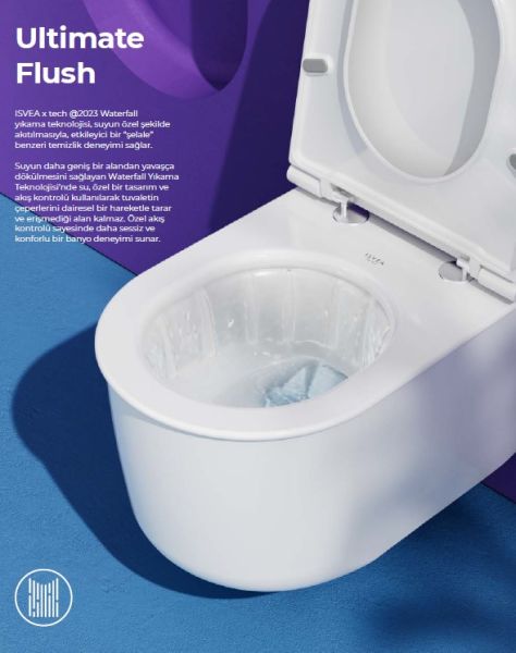 İsvea Fluido Ultimate Flush Asma Klozet Mat Beyaz