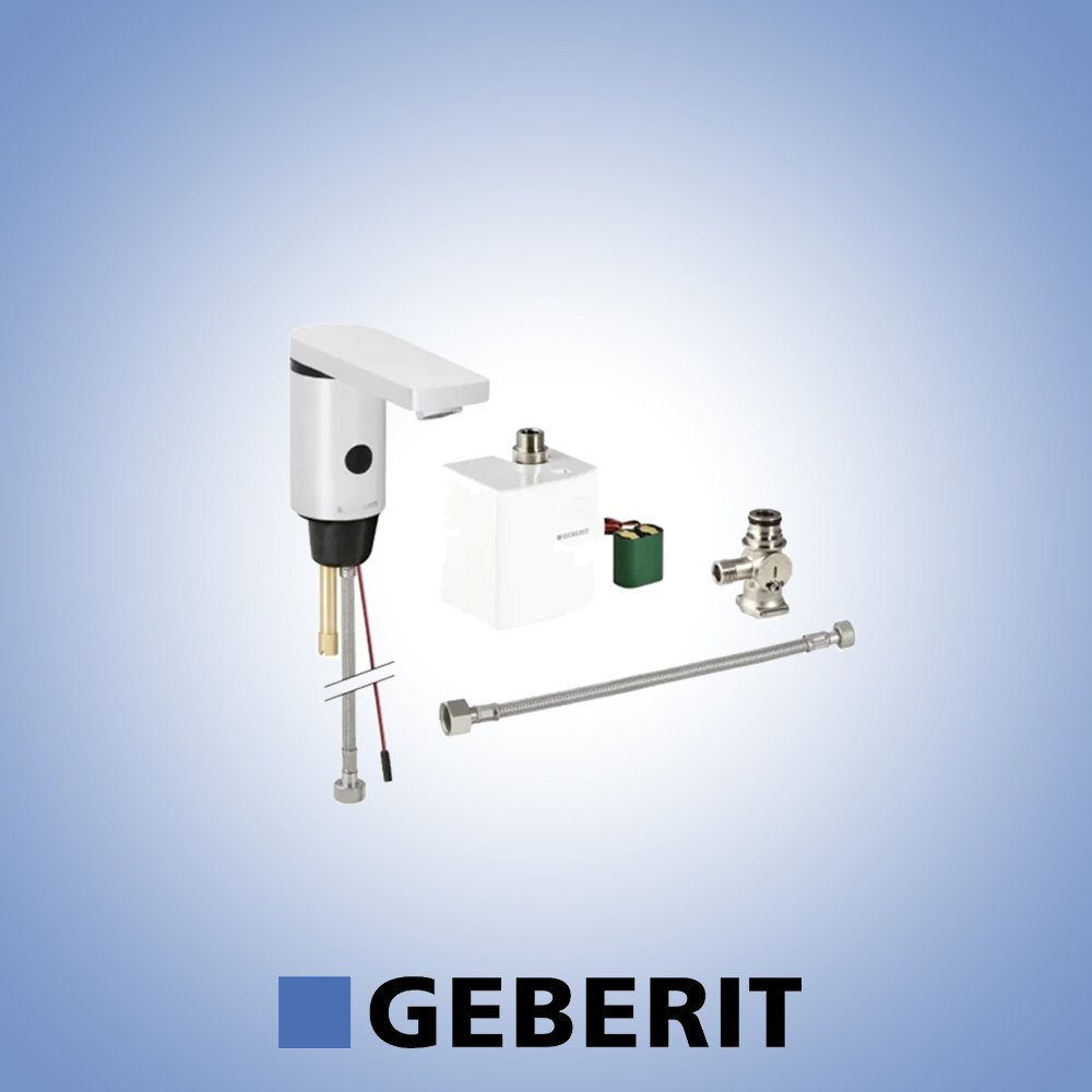 Geberit Type 186 Fotoselli Lavabo bataryası Çift Su Girişli Dıştan Miks ELEKTRİKLİ