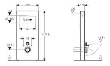 Geberit Monolith Rezervuar Asma Klozet İçin 114 cm Monolith Rezervuar 114 cm Toprak Cam