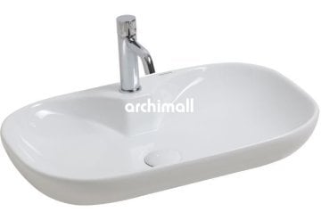 Alya 65 BD Tezgahüstü Lavabo Batarya Delikli 65x41cm Beyaz
