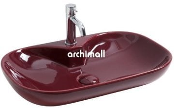 Alya 65 BD Tezgahüstü Lavabo (Batarya Delikli) 65x41cm Bordo