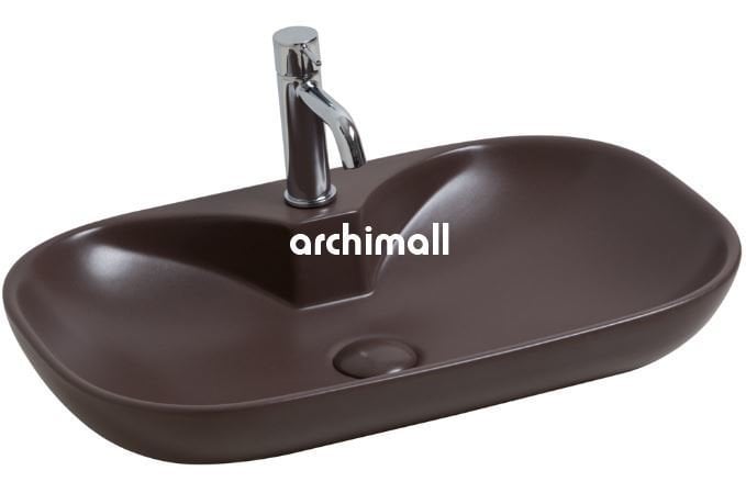 Alya 65 BD Tezgahüstü Lavabo (Batarya Delikli) 65x41cm Mat Mocha