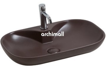 Alya 65 BD Tezgahüstü Lavabo (Batarya Delikli) 65x41cm Mat Mocha