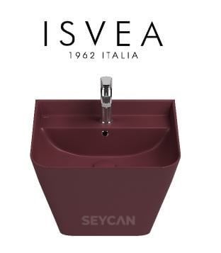 İsvea Sott Aqua Asma Monoblok Lavabo 50 cm Rustik Bordo