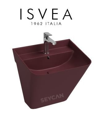 İsvea Sott Aqua Asma Monoblok Lavabo 50 cm Rustik Bordo
