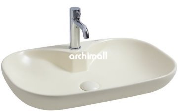 Alya 65 BD Tezgahüstü Lavabo (Batarya Delikli) 65x41cm Mat Vanilya